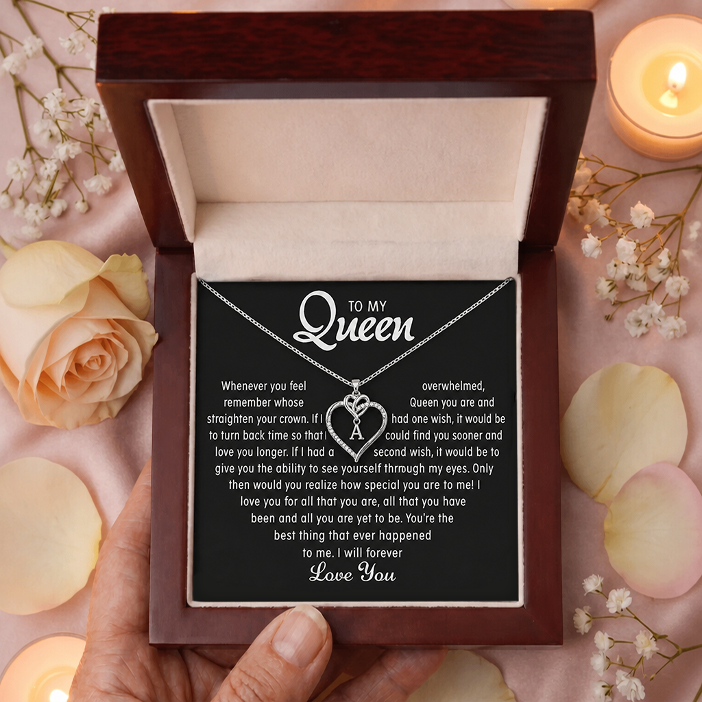 To My Queen - Heart Initial Necklaces for your love