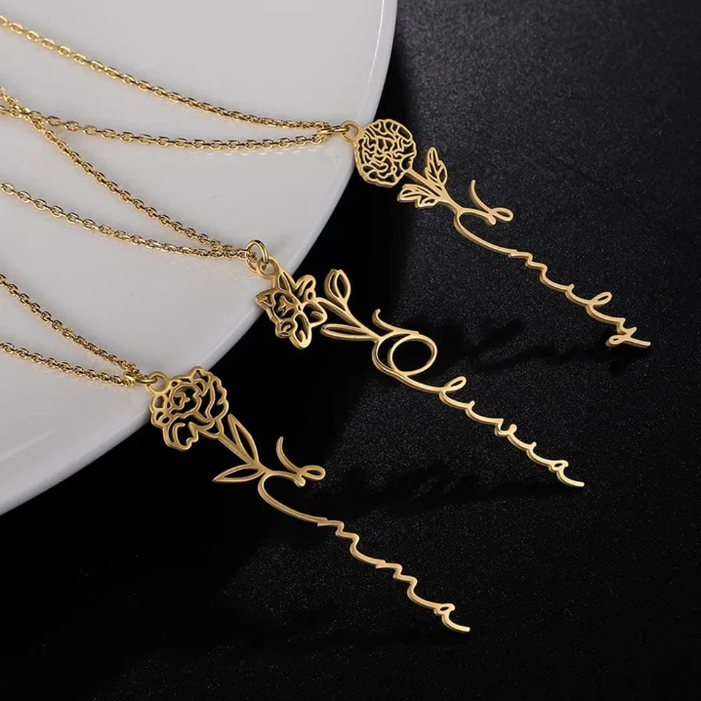 To my Daughter - Never forget - Birth Flower Name Necklace