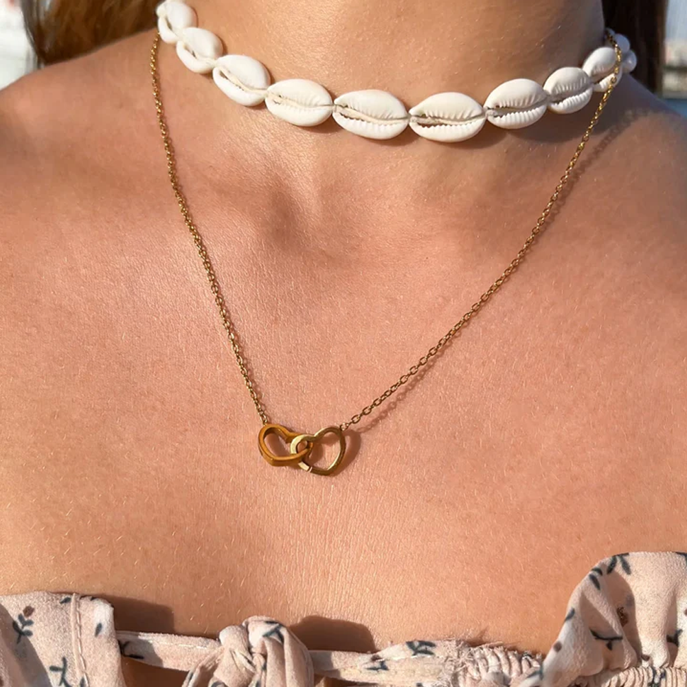 Interlocked hearts necklace - Rose Sphere Box