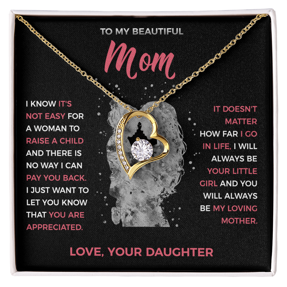 To My Loving Mom - Heart Necklace from Daughter