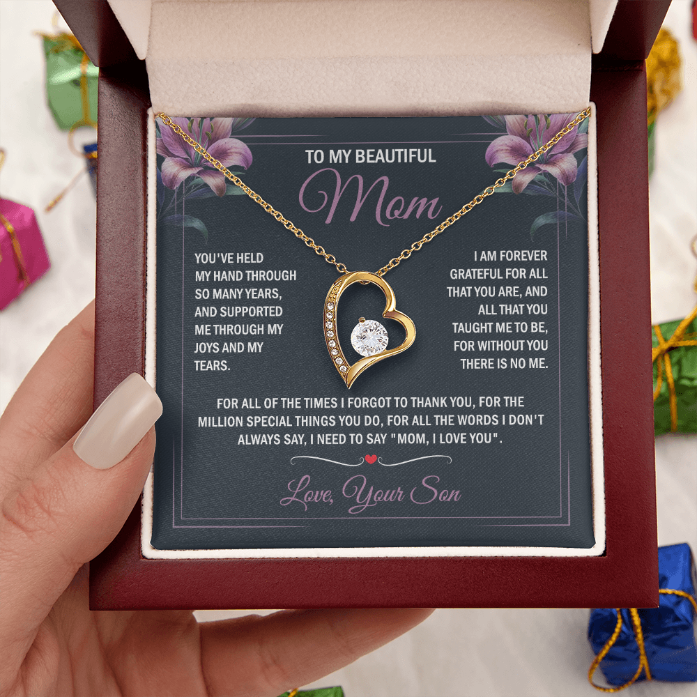 To My Mom - Joy & Tears - Heart Necklace