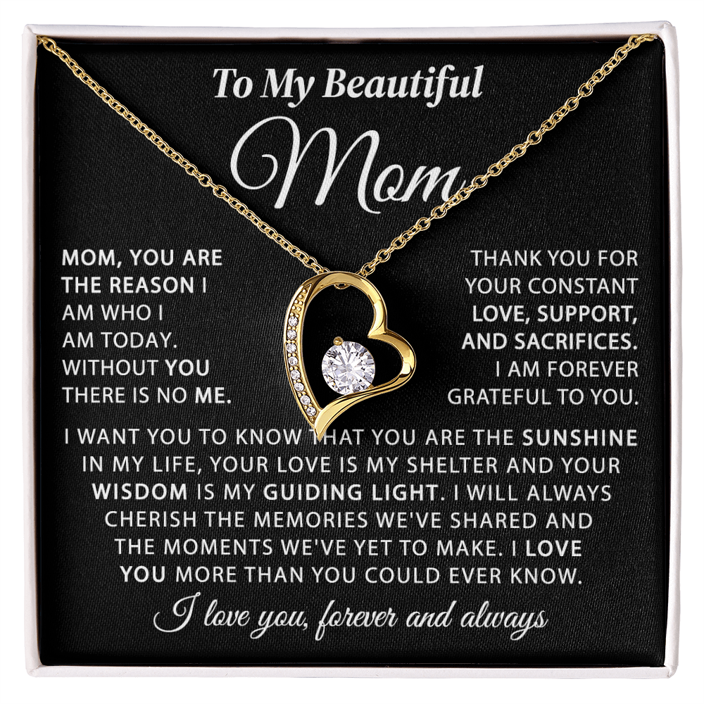 To My Mom - The Sunshine of My Life - Heart Necklace