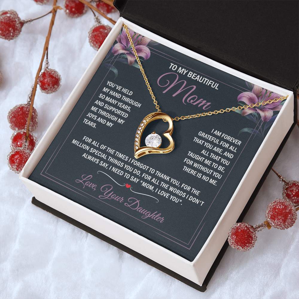 To My Beautiful Mom - Joy & Tears - Heart Necklace