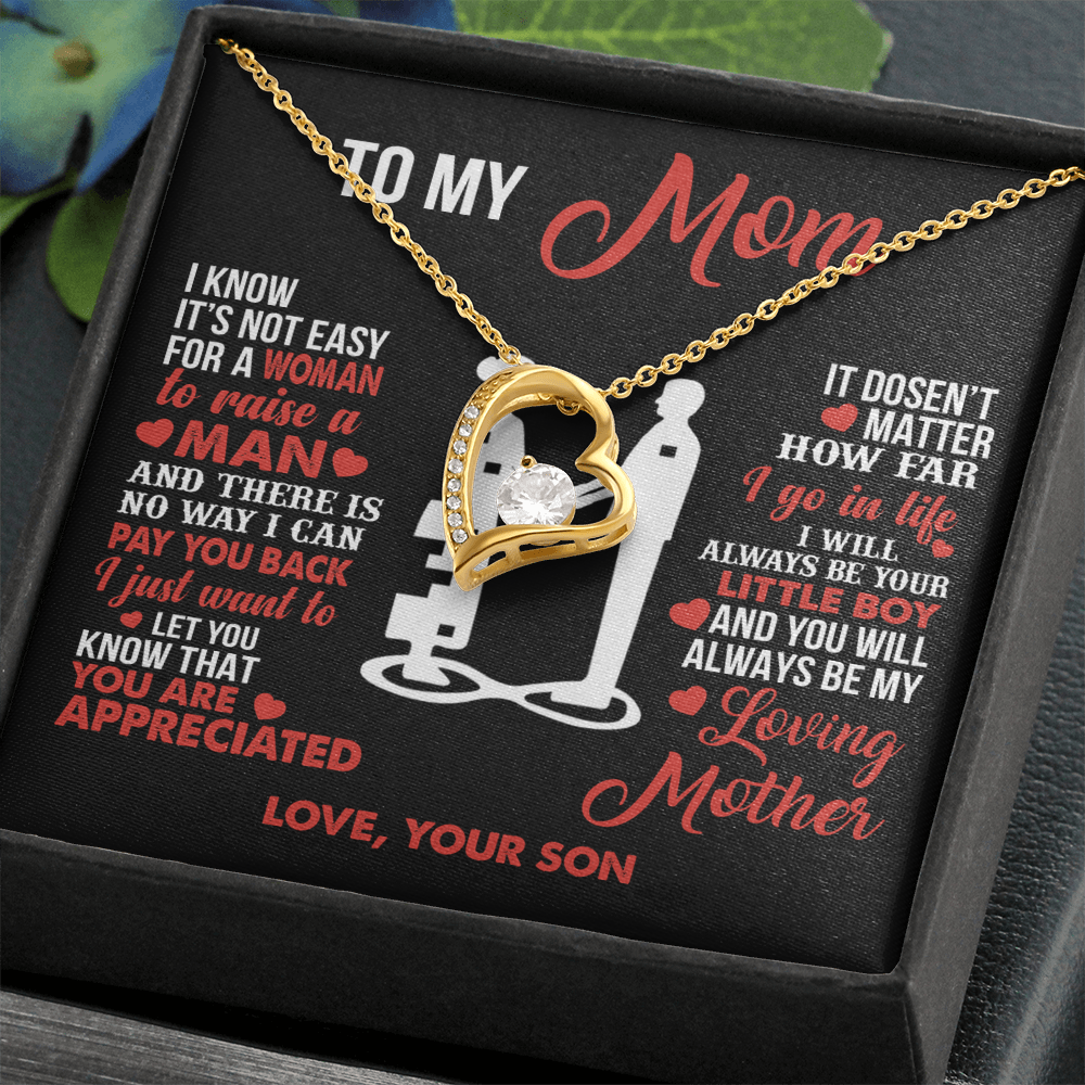 To My Mom - Your Little Boy - Heart Necklace