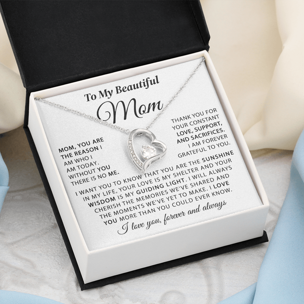 To My Beautiful Mom - The Sunshine in My Life - Heart Necklace