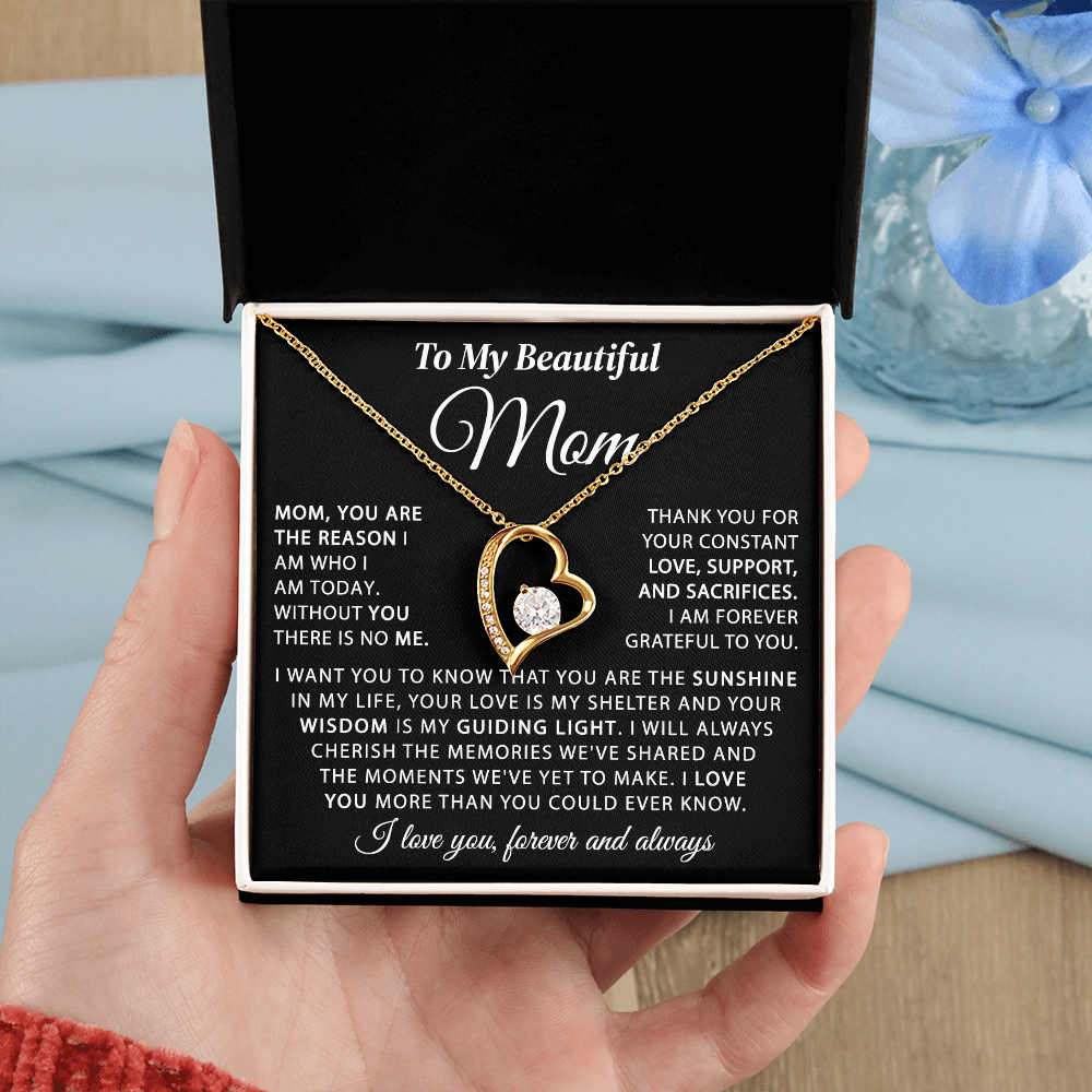To My Mom - The Sunshine of My Life - Heart Necklace