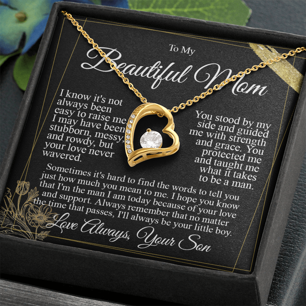 To My Mom - I Love You from Son - Heart Necklace