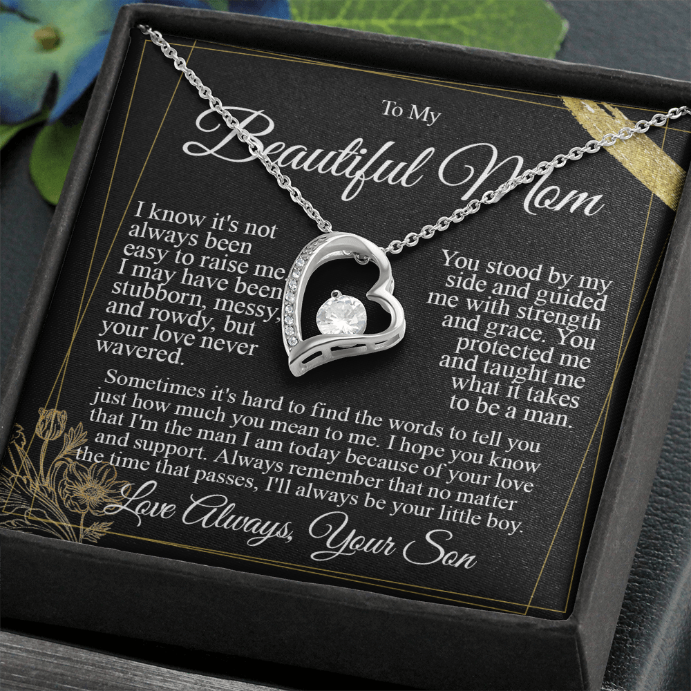 To My Mom - I Love You from Son - Heart Necklace
