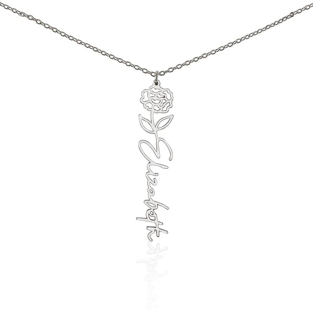 To my Daughter - Never forget that I love you, Dad - Birth Flower Name Necklace