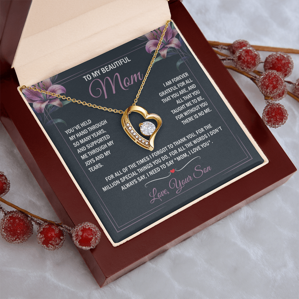 To My Mom - Joy & Tears - Heart Necklace