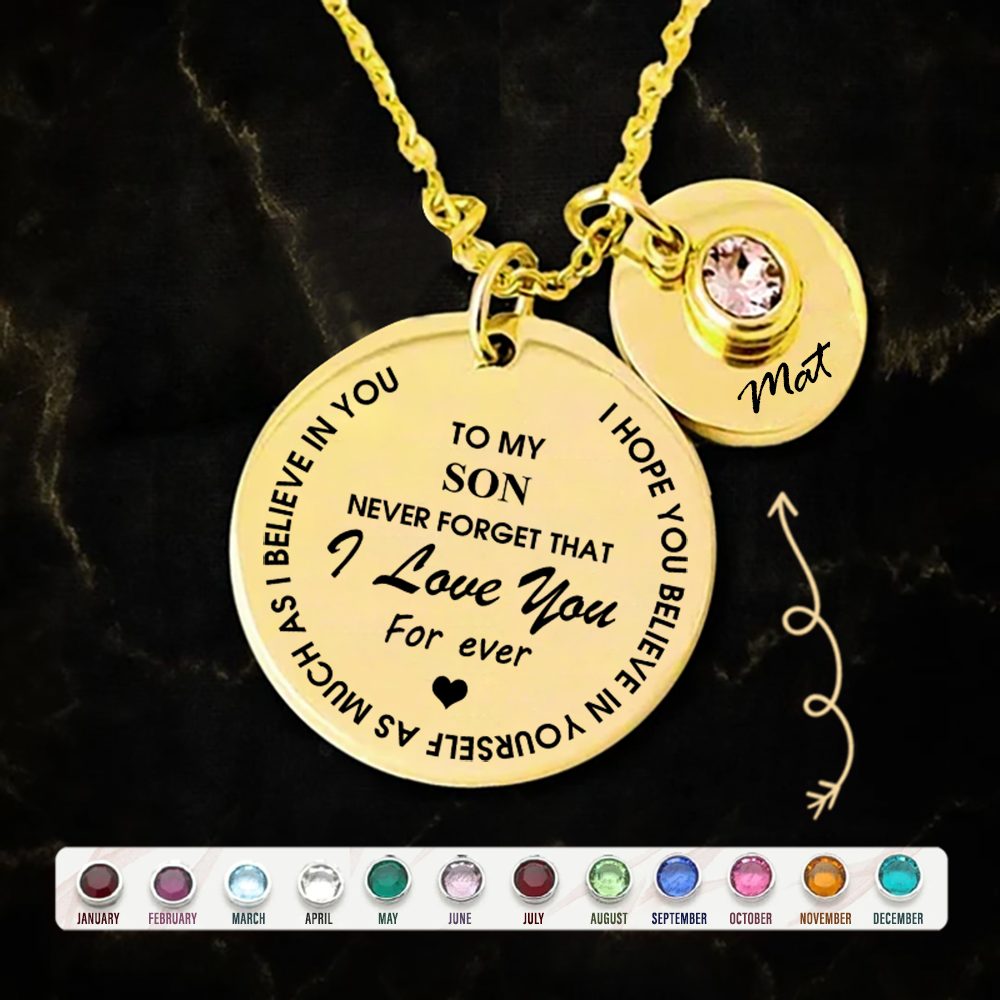Family necklace - Never forget that I love you - Rose Gold