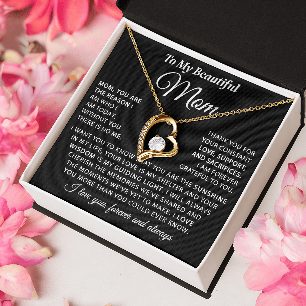 To My Mom - The Sunshine of My Life - Heart Necklace