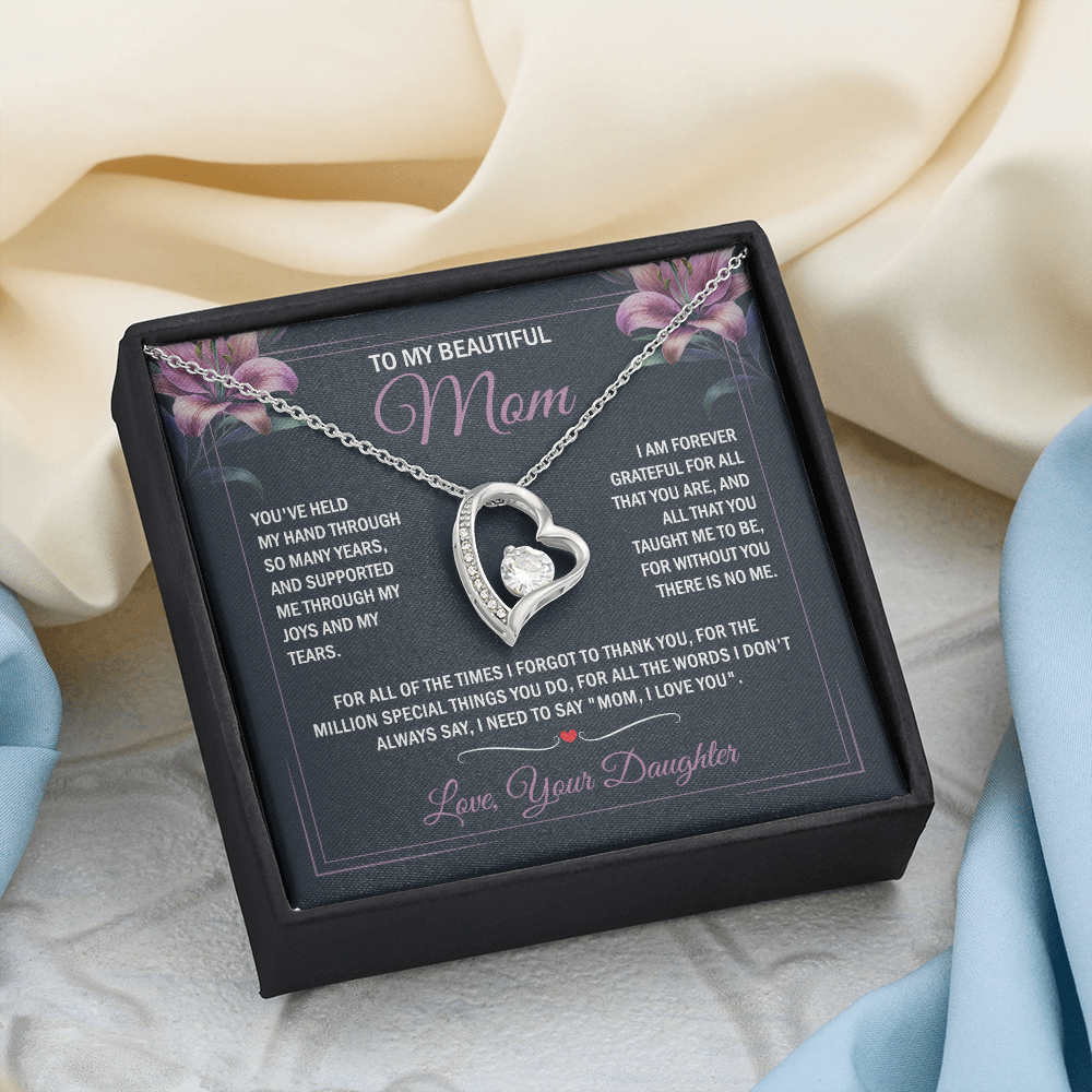 To My Beautiful Mom - Joy & Tears - Heart Necklace