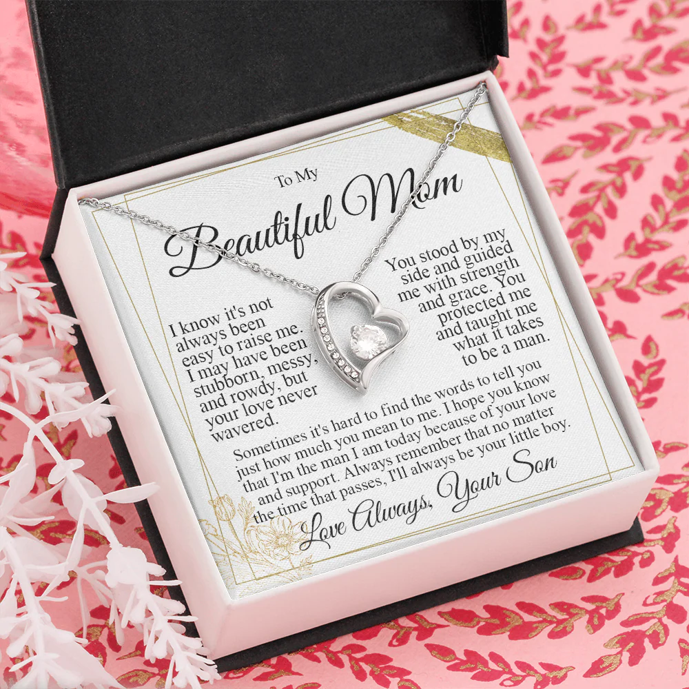 To My Mom - I Love You Heart Necklace