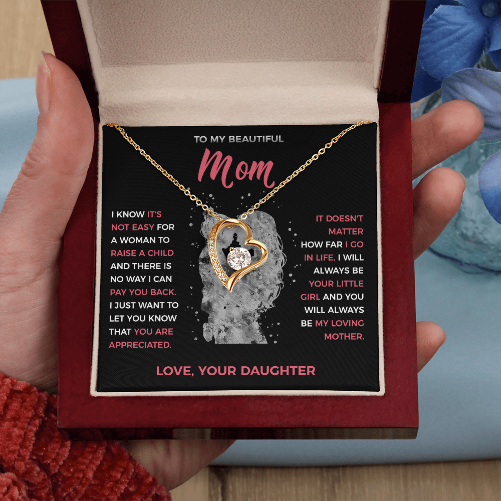 To My Loving Mom - Heart Necklace from Daughter