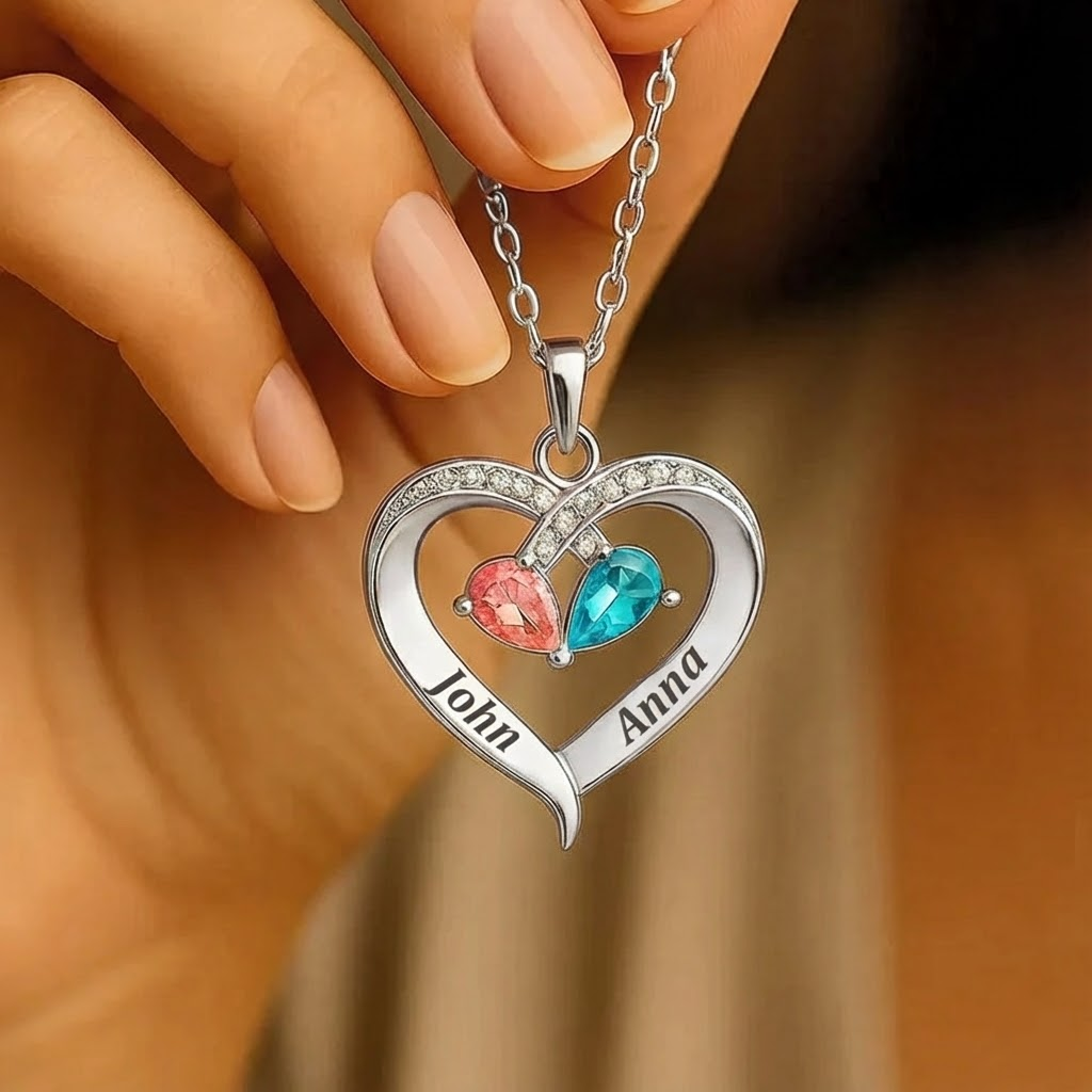 To My Queen - Birthstone Heart Necklace