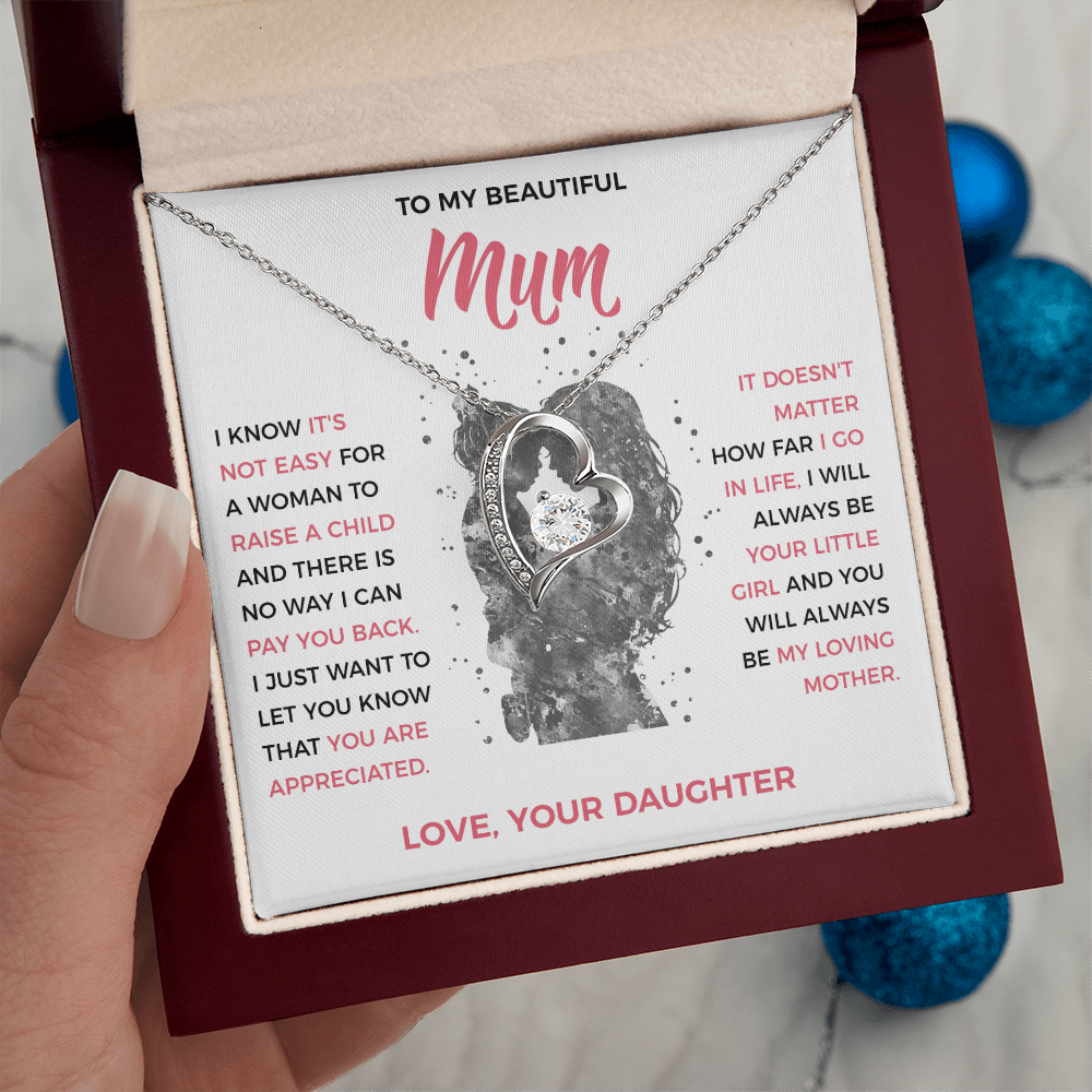 To My Loving Mum - Heart Necklace from Daughter