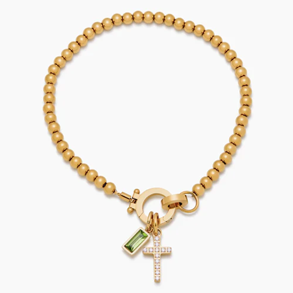 To my Daughter - Beaded Birthstone Cross Charm Bracelet