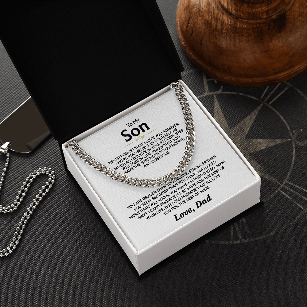 To My Son - Love You Forever from Dad - Cuban Necklace