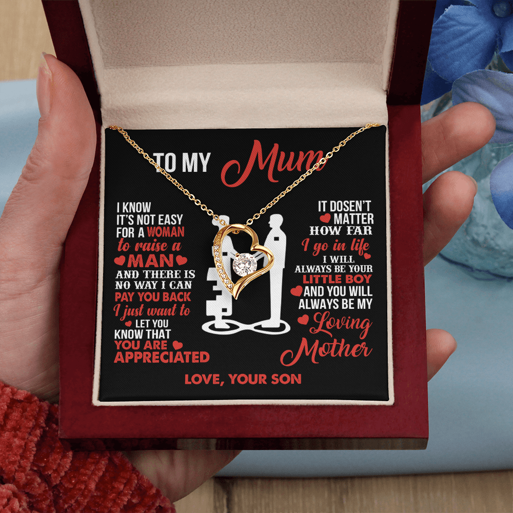 To My Mum - Your Little Boy - Heart Necklace