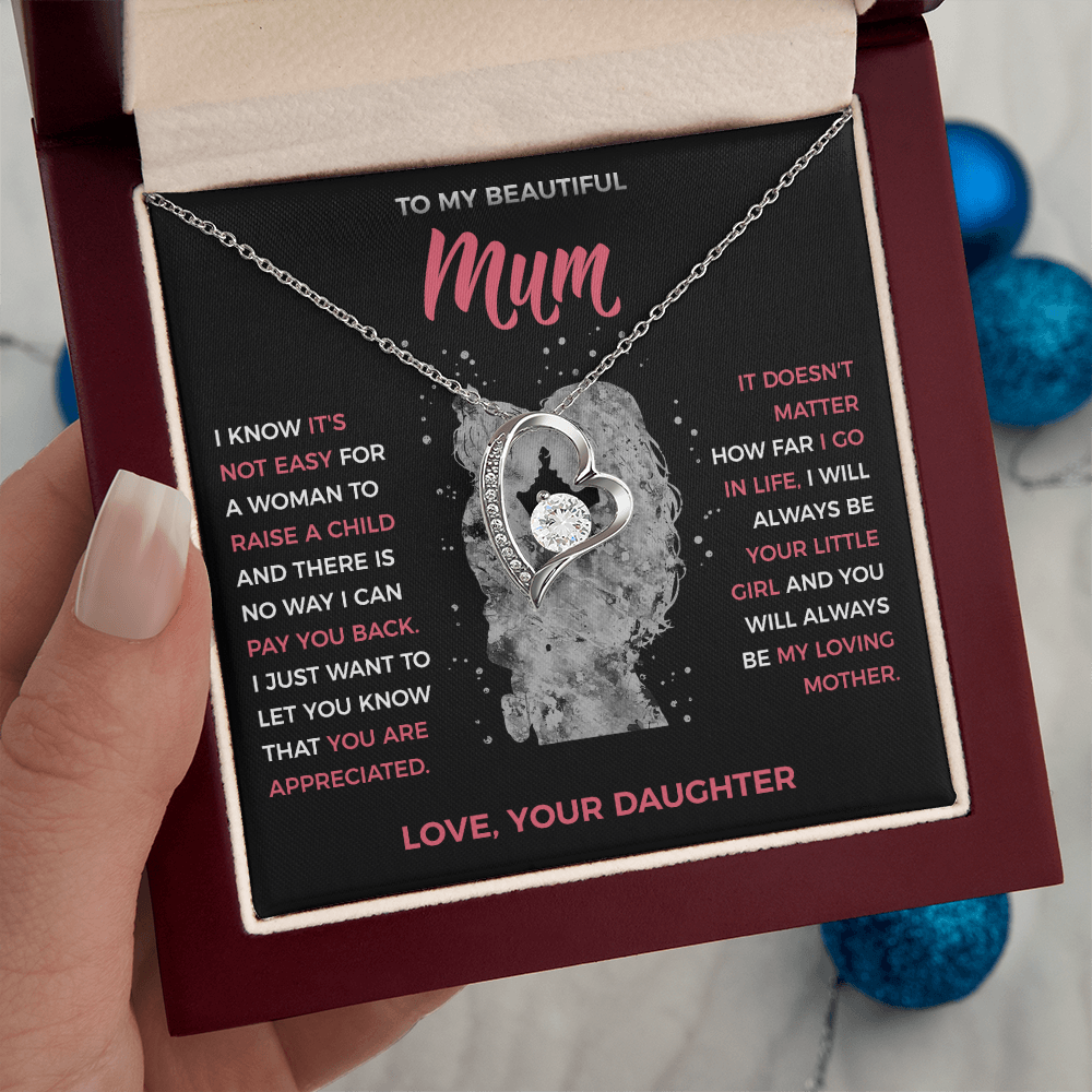 To My Loving Mum - Heart Necklace from Daughter