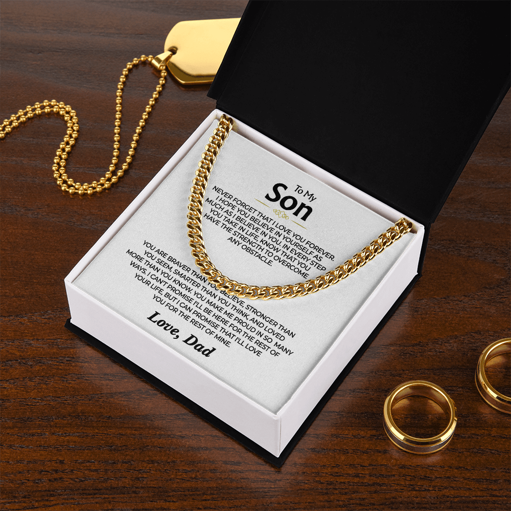 To My Son - Love You Forever from Dad - Cuban Necklace