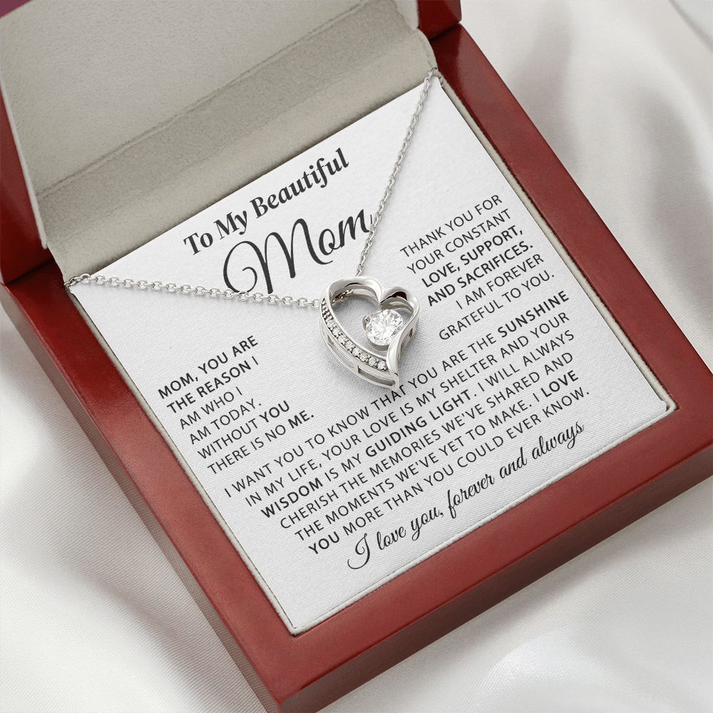 To My Beautiful Mom - The Sunshine in My Life - Heart Necklace