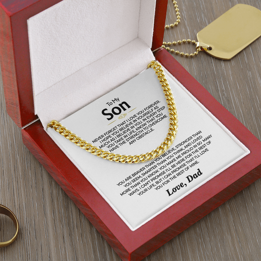 To My Son - Love You Forever from Dad - Cuban Necklace