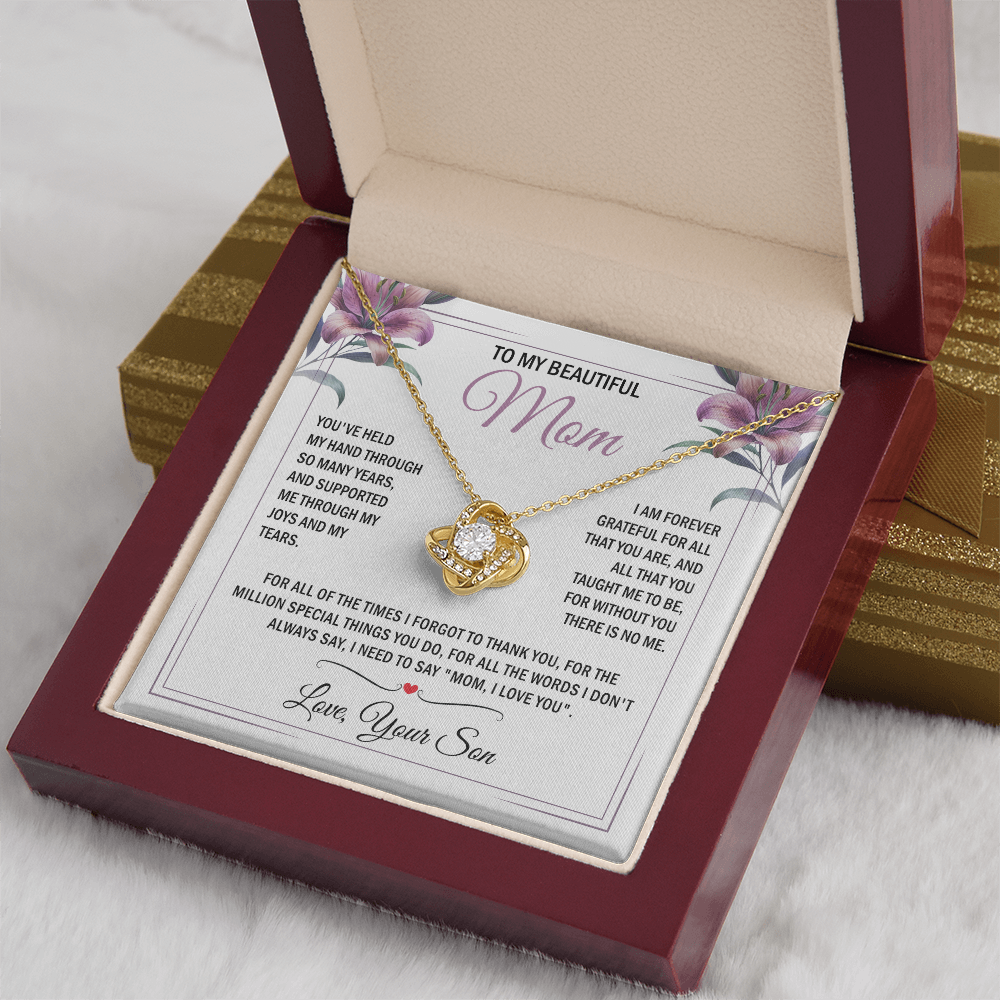 To My Mom - Without You There is No Me - Knot Necklace