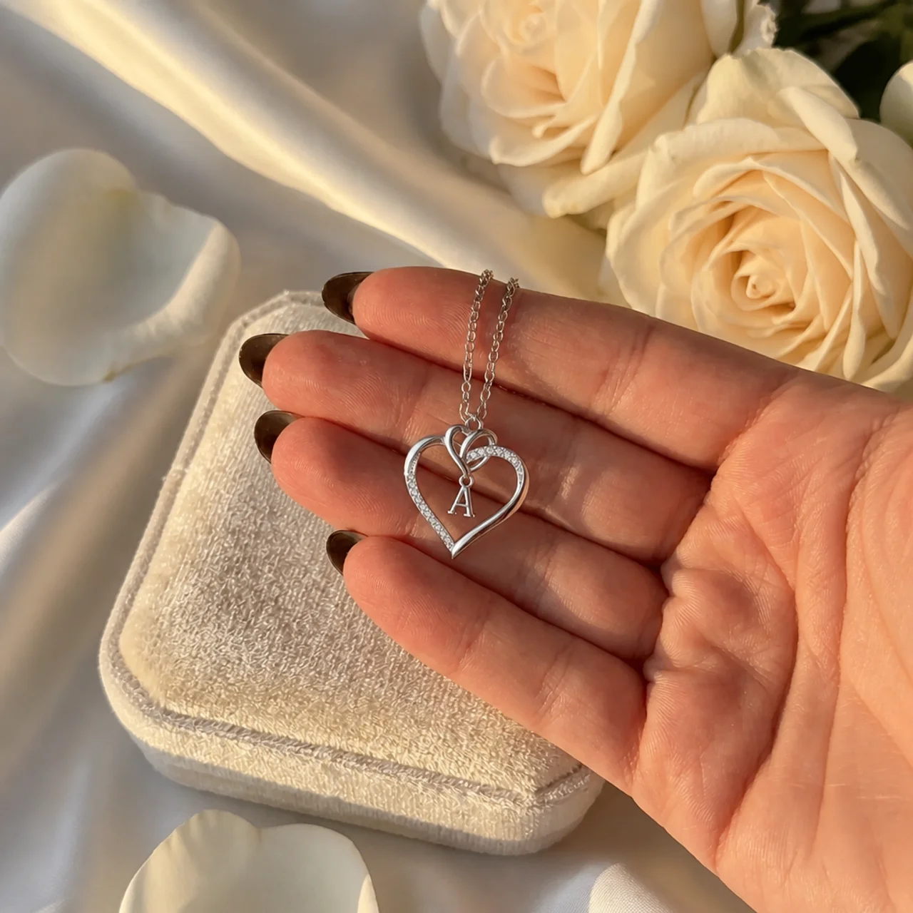 To My Queen - Heart Initial Necklaces for your love