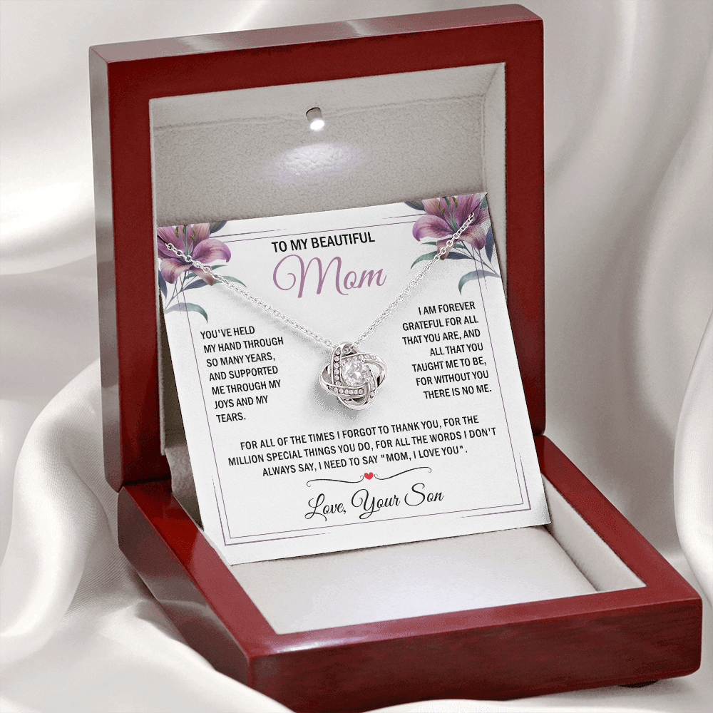 To My Mom - Without You There is No Me - Knot Necklace