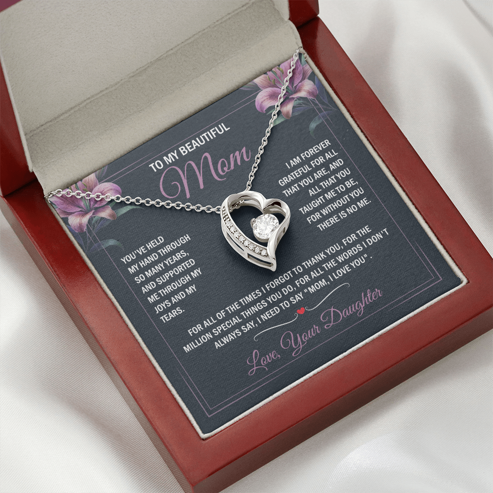 To My Beautiful Mom - Joy & Tears - Heart Necklace