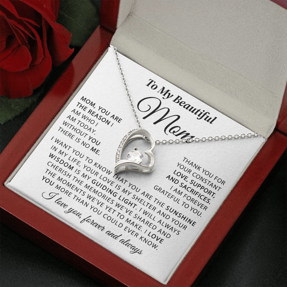 To My Beautiful Mom - The Sunshine in My Life - Heart Necklace