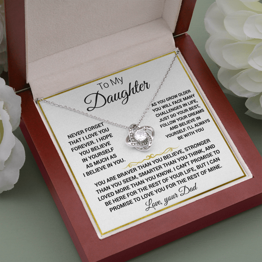 To my Daughter - “Never forget that I love you”, Knot necklace